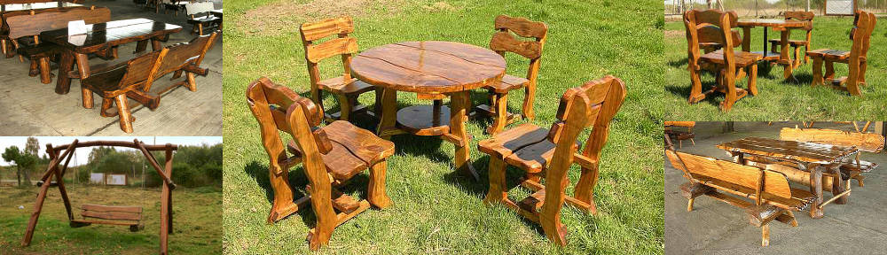 tavolo tondo rustico con sedie